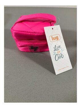 Lug Swizzle Mini Jewelry Case in Magenta - Polyester, Zip Closure, Top Handle, R